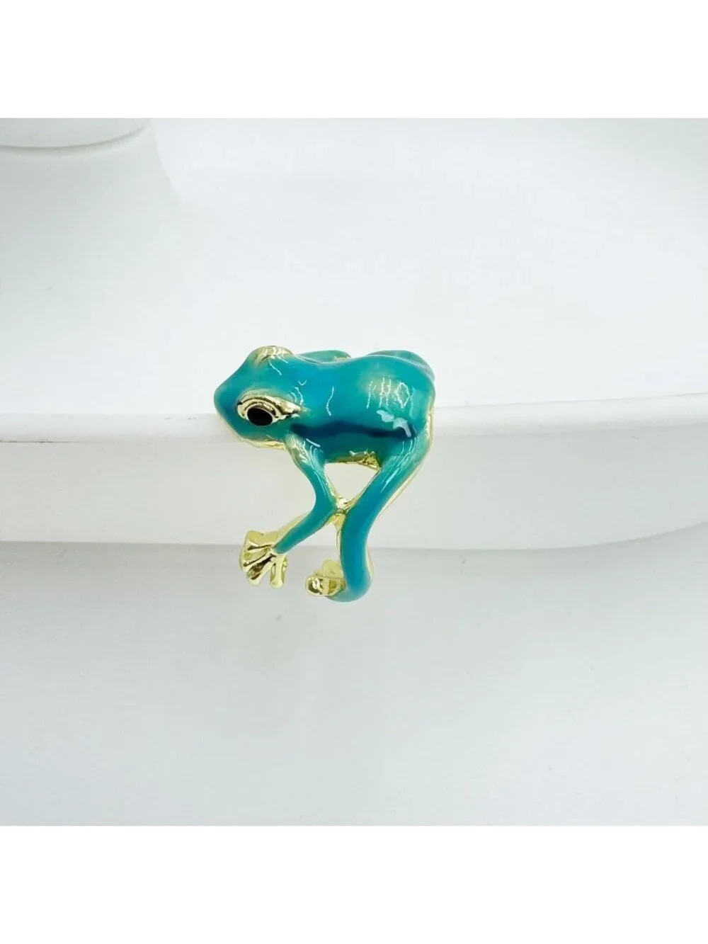 Women Blue Vintage Punk Animal Jewelry Open Shaped Gift Delicate Tree Frog Ring